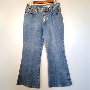 Vintage Photo‎ Products Womens Flare Leg Exposed Button Fly Denim Jeans Size 28